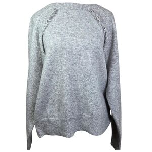 Joe Fresh Light Gray Women's Sweater With Front Fringe Size L